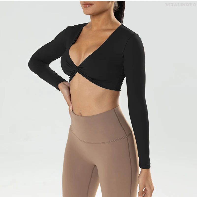 Emily Long Sleeve Twist Crop Top