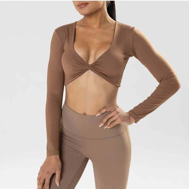 Emily Long Sleeve Twist Crop Top