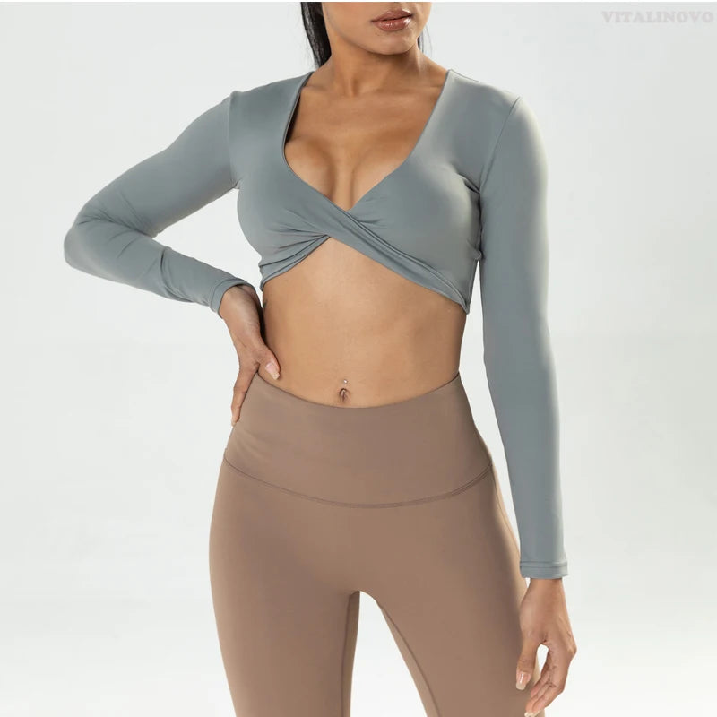 Emily Long Sleeve Twist Crop Top